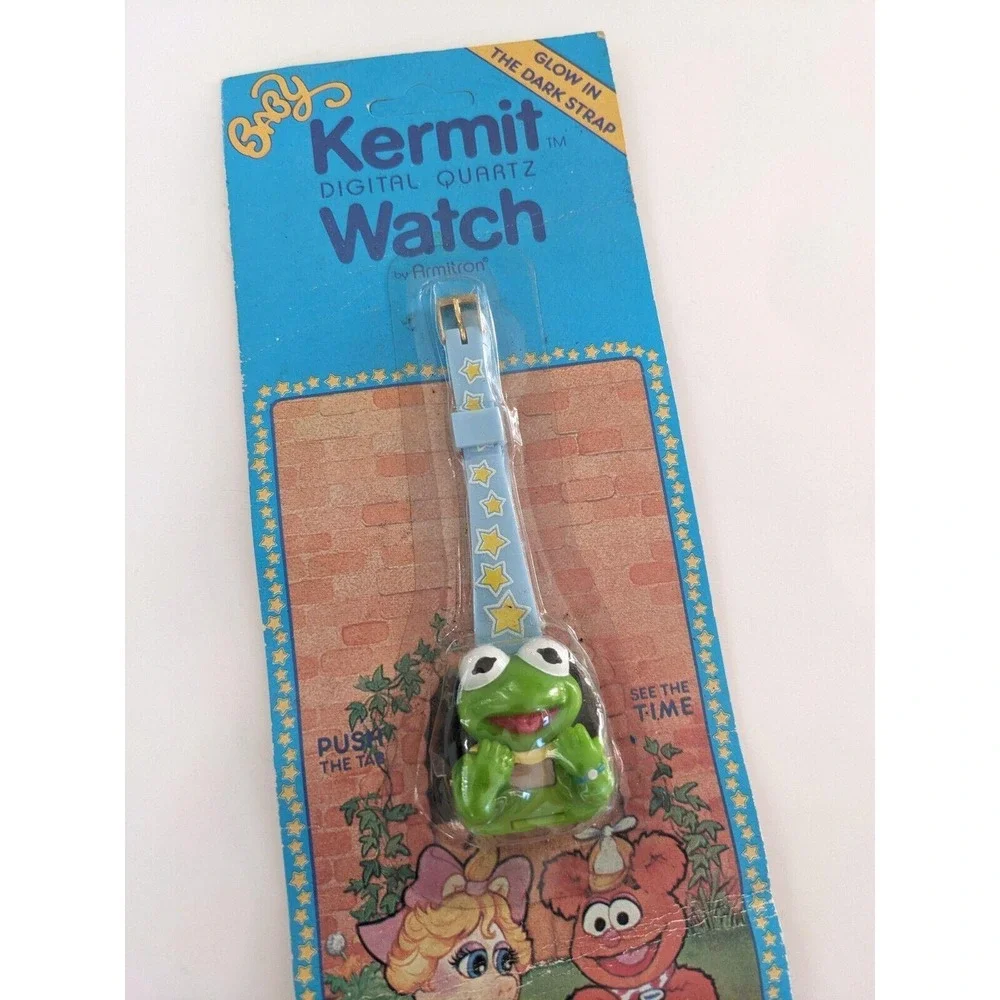 Vintage 1987 Baby Kermit The Frog Digital Watch Henson Productions Muppet Babies